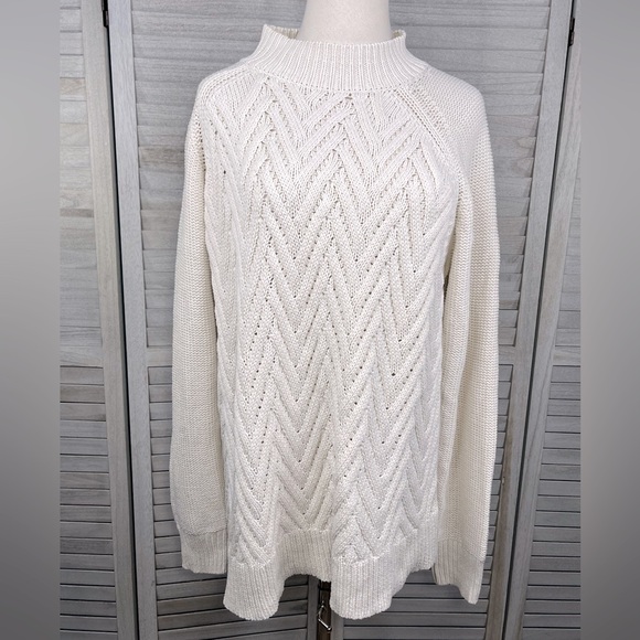 CHAPS Woven Mock Neck Sweater Ivory-XXL - Picture 1 of 2